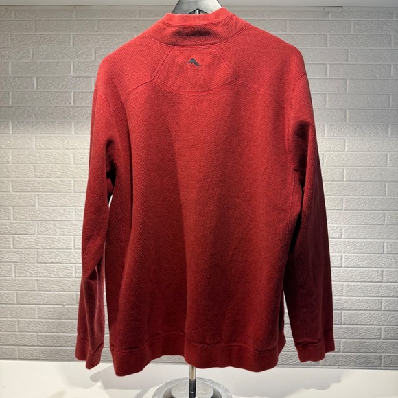 Tommy Bahama Men's Red Half Zip‎ Pullover Textured Long Sleeve Casual Sweater - Picture 3 of 5